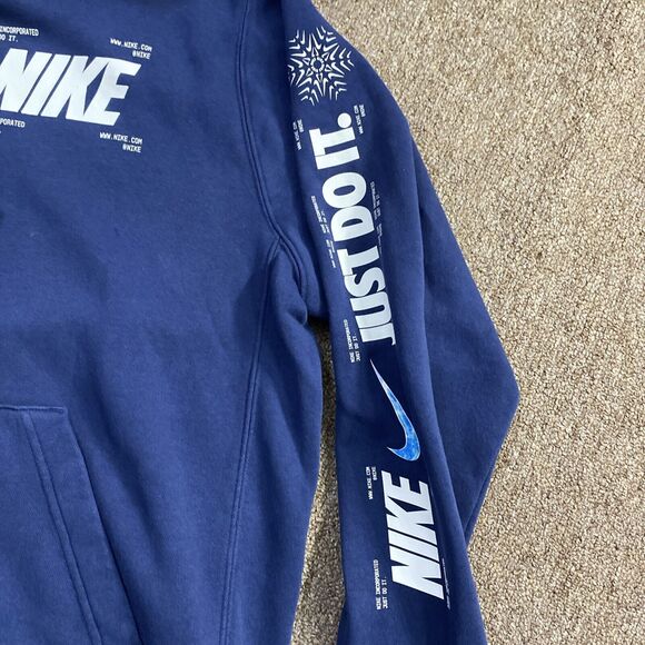 Nike NSW Sportswear Swoosh Pullover Hoodie Size Large - Blue DX1089 - Picture 7 of 11